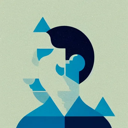 Image similar to a wandering mind, logo, simple white background victo ngai, kilian eng, flat, blue