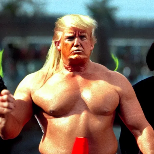 Image similar to donald trump as hulk hogan in mr. nanny ( 1 9 9 3 )