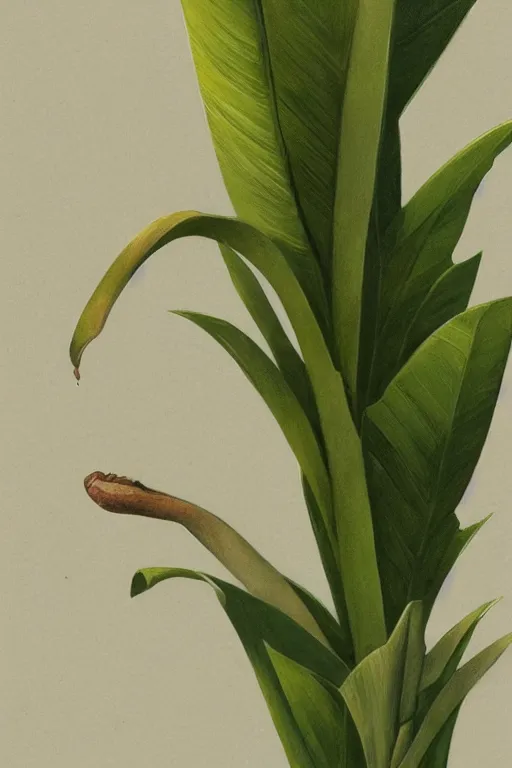 Prompt: ultra realistic illustration, singular, banana plant drawing isolated and closeup, background is white and blank, elegant, highly detailed, digital painting, concept art, smooth, sharp focus, illustration, art by greg rutkowski and alphonse mucha