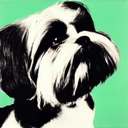 Image similar to a shih tzu, by Andy Warhol