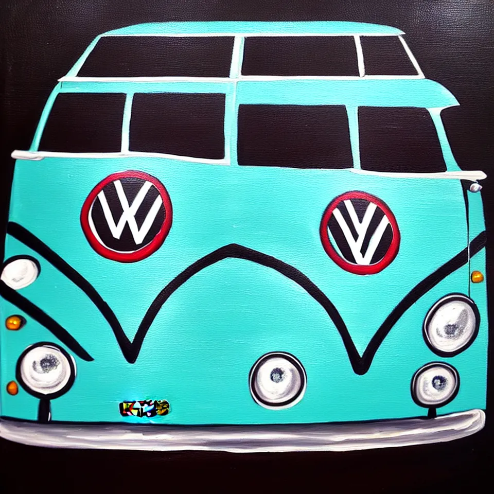 Image similar to a detailed oil painting of a vw bus