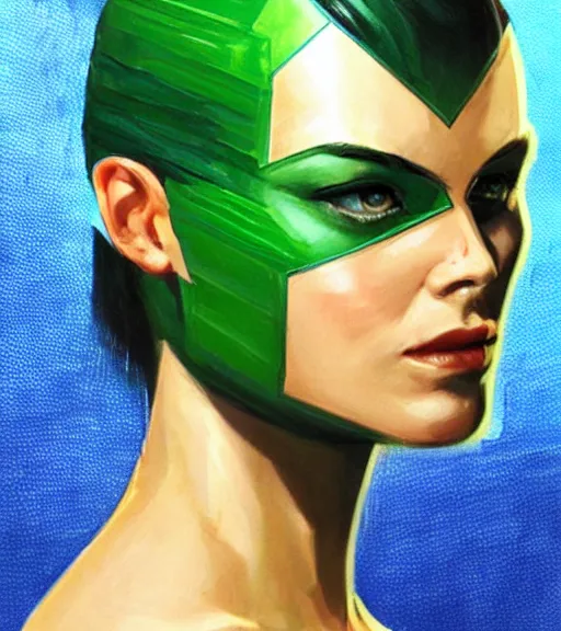 Prompt: green-skin female android, by MARVEL comics and Sandra Chevrier