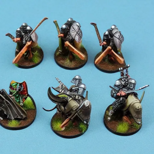 Prompt: Warhammer, D&D, high detail, miniature of medieval Medieval Irish warriors riding on dinosaurs, Perry 28mm, 28mm scale