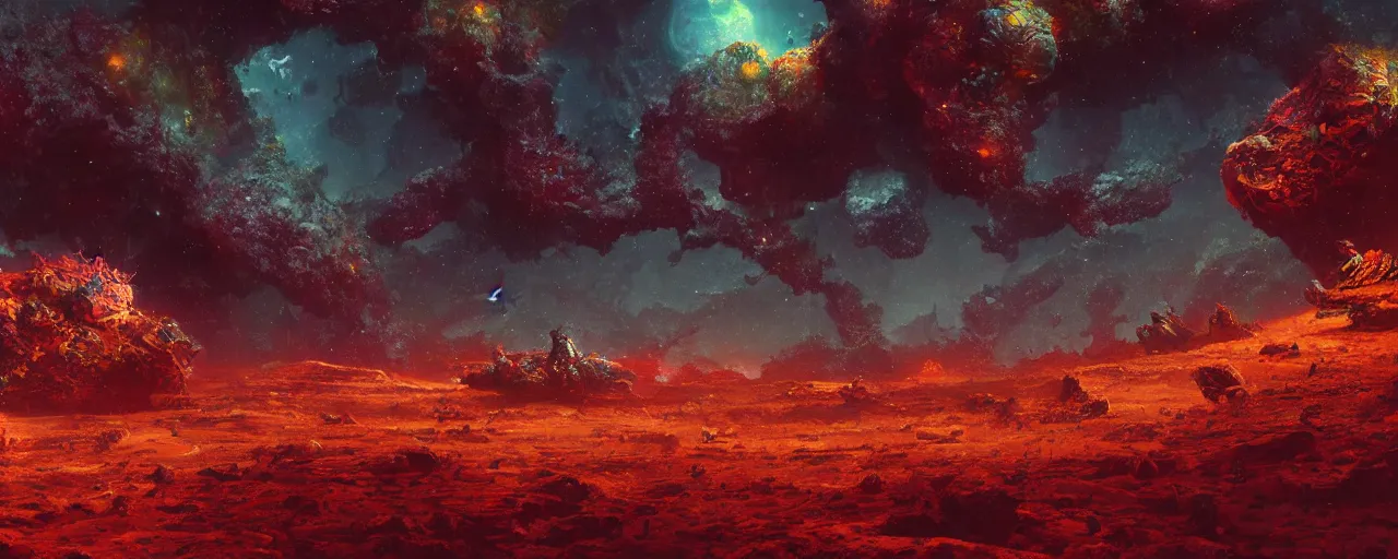 Image similar to ” barren asteroid, [ cinematic, detailed, epic, widescreen, opening, establishing, mattepainting, photorealistic, realistic textures, octane render, art by paul lehr ] ”