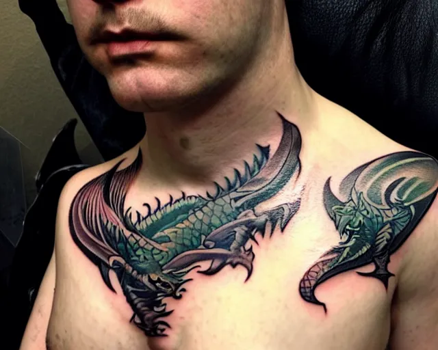 Medieval dragon tattoo done by @pretty.billy in Mobile, Al. Had such a fun  time watching him create this piece. The client was a champion, too! ❤🎉  Thanks for looking : r/nerdtattoos