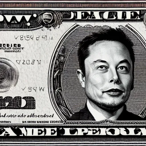 Image similar to Elon musk on the Mars Dollar bill