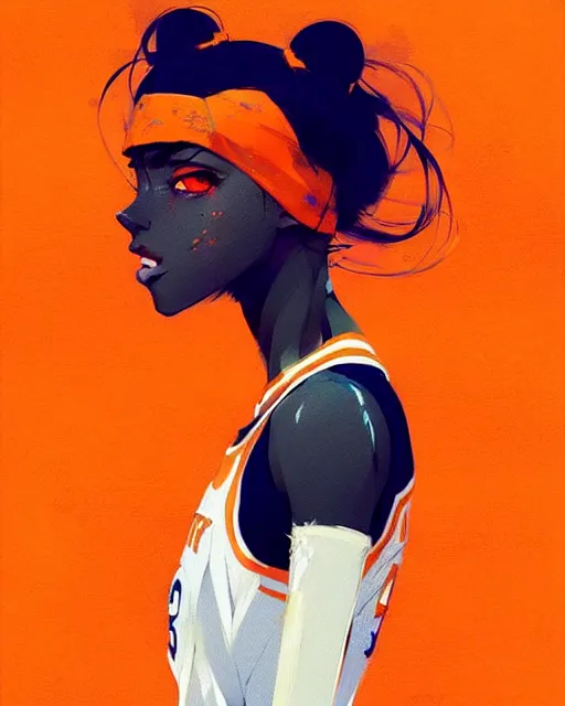 Image similar to a ultradetailed beautiful panting of a stylish girl in a knicks jersey, by conrad roset, greg rutkowski and makoto shinkai, trending on artstation