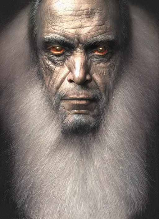 Image similar to hyper realist render of a portrait of dark king by wayne berlowe