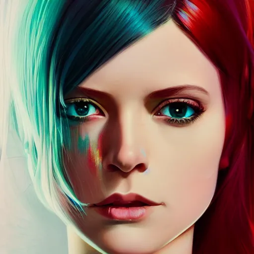 Image similar to half - voidcore symmetrical woman with cute - fine - face, pretty face, white and pink hair, realistic shaded perfect face, extremely fine details, by realistic shaded lighting, dynamic background, poster by ilya kuvshinov katsuhiro otomo, magali villeneuve, artgerm, jeremy lipkin and michael garmash and rob rey, pascal blanche, riot games