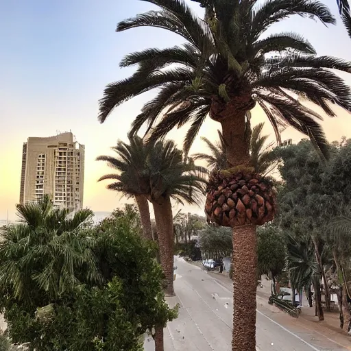 Prompt: tel aviv view the end of the world with palm trees