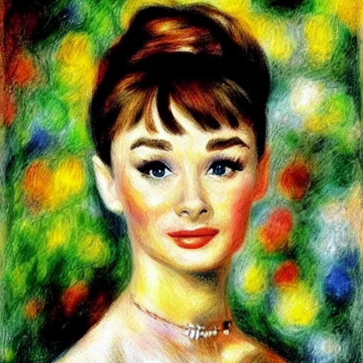 Image similar to audrey hepburn art by renoir