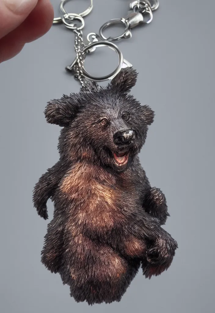 Image similar to a small deep colour crystal bear keychain by greg rutkowski, sung choi, mitchell mohrhauser, maciej kuciara, johnson ting, maxim verehin, peter konig, 8 k photorealistic, cinematic lighting, hd, high details, dramatic, atmosphereric