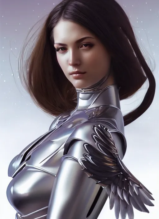 Prompt: photo of a gorgeous young mechanical angel woman in the style of stefan kostic, realistic, sharp focus, 8 k high definition, insanely detailed, intricate, elegant, art by stanley lau and artgerm