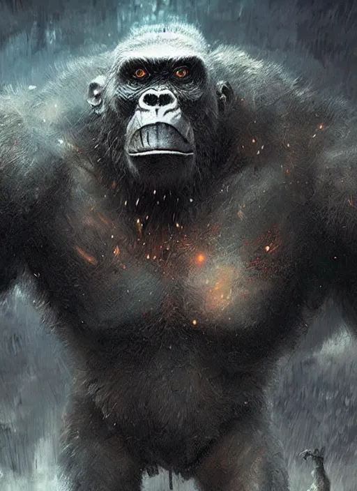 Image similar to cyborg king kong, greg rutkowski, 8 k, shallow depth of field, intricate detail, concept art,