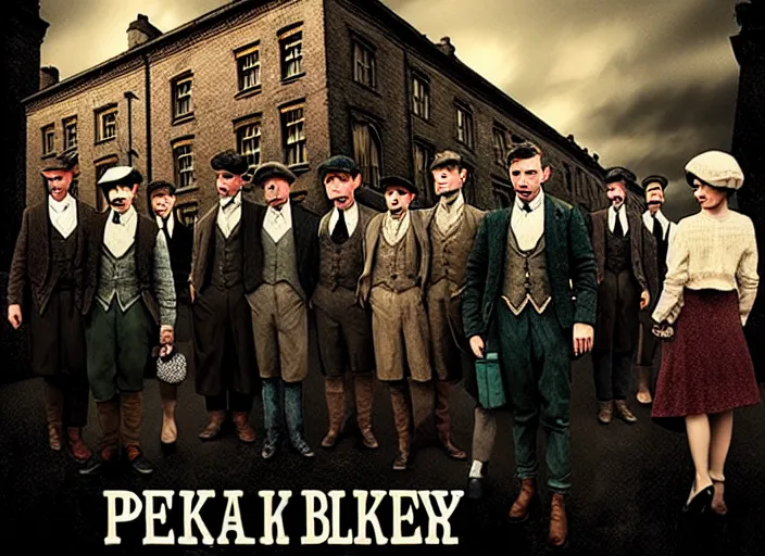 Prompt: peaky blinders crew made of shimps, poster, matte painting, 3 - d highly detailed, in the style of mark ryden,