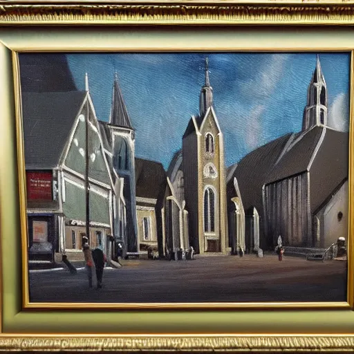 Image similar to highly detailed award winning oil painting of the Stavanger cathedral-W 1024