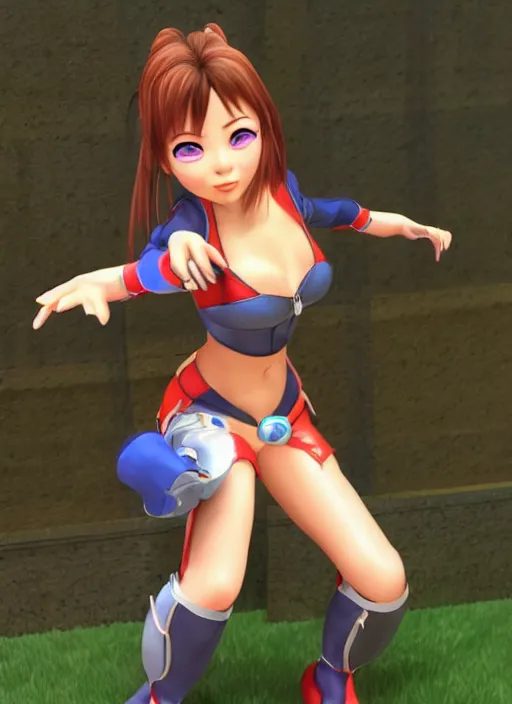 Image similar to Kasumi from the game Dead or Alive in the style of Disney Pixar 3D