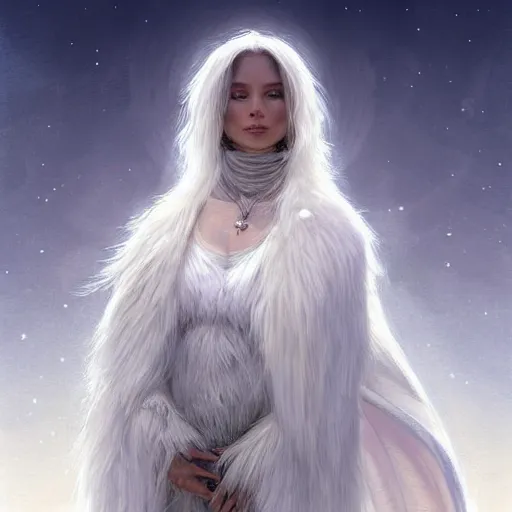 Image similar to portrait of mighty baby harp seal god, white hair, soft hair, d & d, powerful, ice and glaciers, arctic, fantasy, intricate, elegant, highly detailed, digital painting, artstation, concept art, smooth, sharp focus, illustration, art by artgerm and greg rutkowski and alphonse mucha