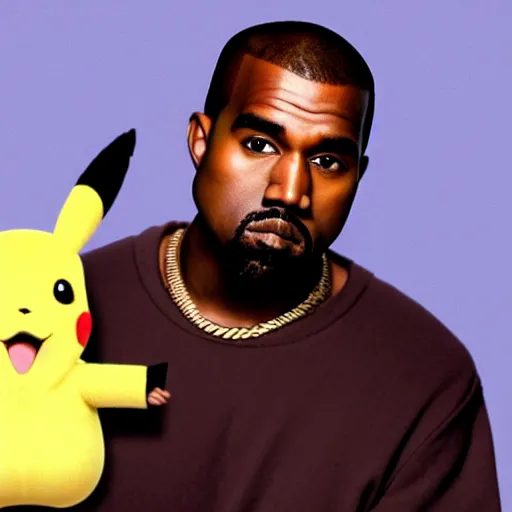 Image similar to Kanye West holding pikachu for a 1990s sitcom tv show, Studio Photograph, portrait C 12.0