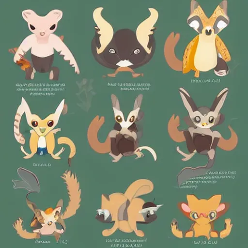 Prompt: Super cute animal combination of Sugar glider, Tamandua, Gerenuk, Cuttlefish, Gecko, Sand cat, Bee hummingbird, Tree kangaroo, Racoon dog, Pygmy hippopotamus , Leafy sea dragon, Elephant Shrew, Quokka, Margay, Klipspringer, Fennec Fox, Tawny frogmouth, Tarsier, Quetzal, Star-nosed mole