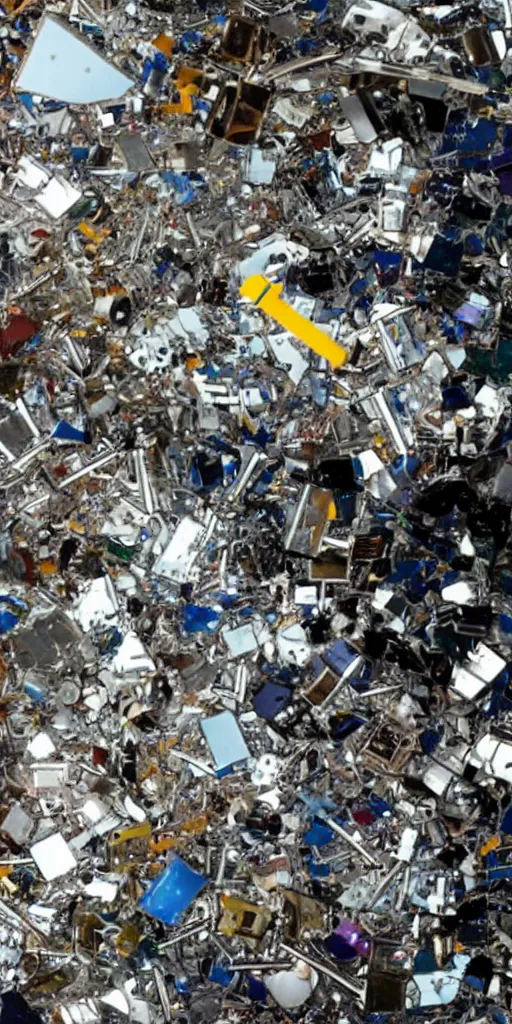 Prompt: robots have been put into recycling and destroying space debris.