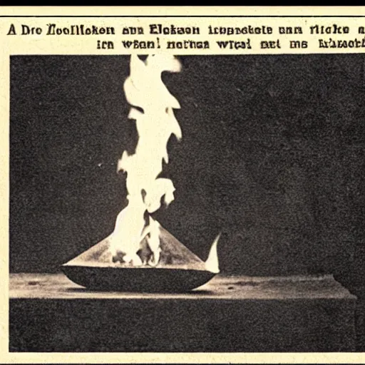 Image similar to a watermelon on fire in a bar, early 1 9 0 0 s newspaper