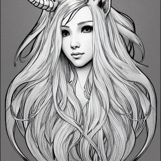 Image similar to clean simple line art of a cute beautiful unicorn. no background. well composed, clean coloring book page. coloring book line art by artgerm and greg rutkowski and alphonse mucha