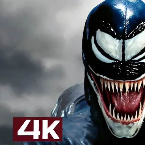 Image similar to Mackenzie Gray as Eddie Brock from Venom (2018), 4k, insanely detailed, fangs