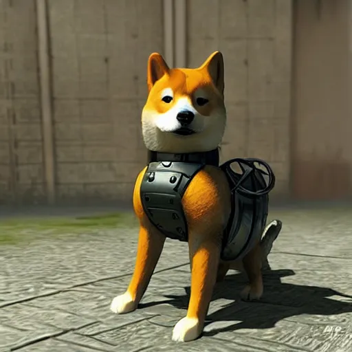 Prompt: anthropomorphic shiba inu wearing exoskeleton armor from the game s. t. a. l. k. e. r