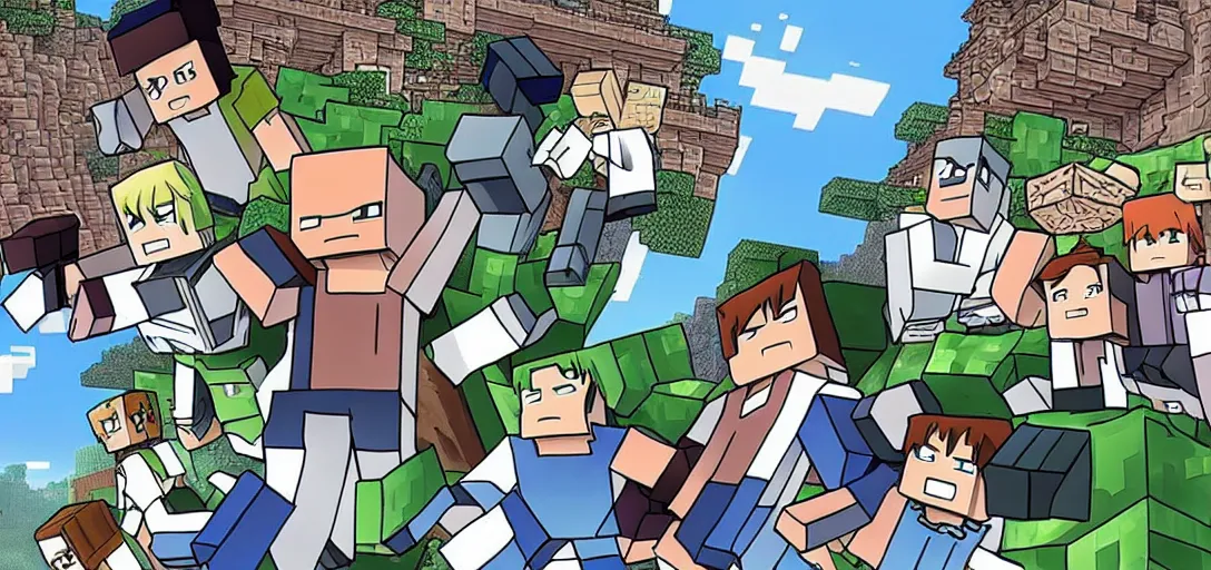 Image similar to Minecraft if it was an Anime