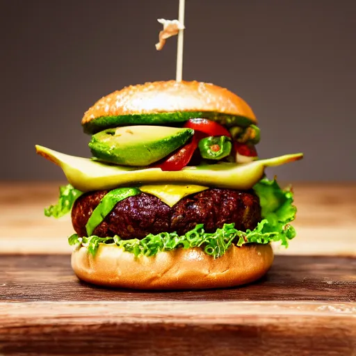 Prompt: a hamburger with a ton of avocdao, 8 k resolution, amazing food photography
