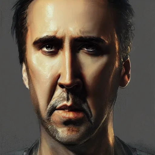 Image similar to Portrait of a man by Greg Rutkowski, Nicolas Cage as Batman, highly detailed portrait, scifi, digital painting, artstation, concept art, smooth, sharp foccus ilustration, Artstation HQ.