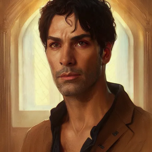 Image similar to portrait of Mark Margolis as Lucifer, elegant, intricate, headshot, highly detailed, digital painting, artstation, concept art, sharp focus, illustration, art by artgerm and greg rutkowski and alphonse mucha