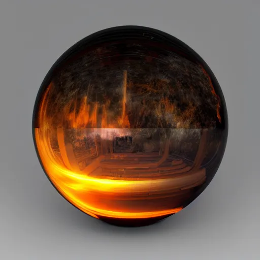 Image similar to fire and haze inside a transparent sphere, vray