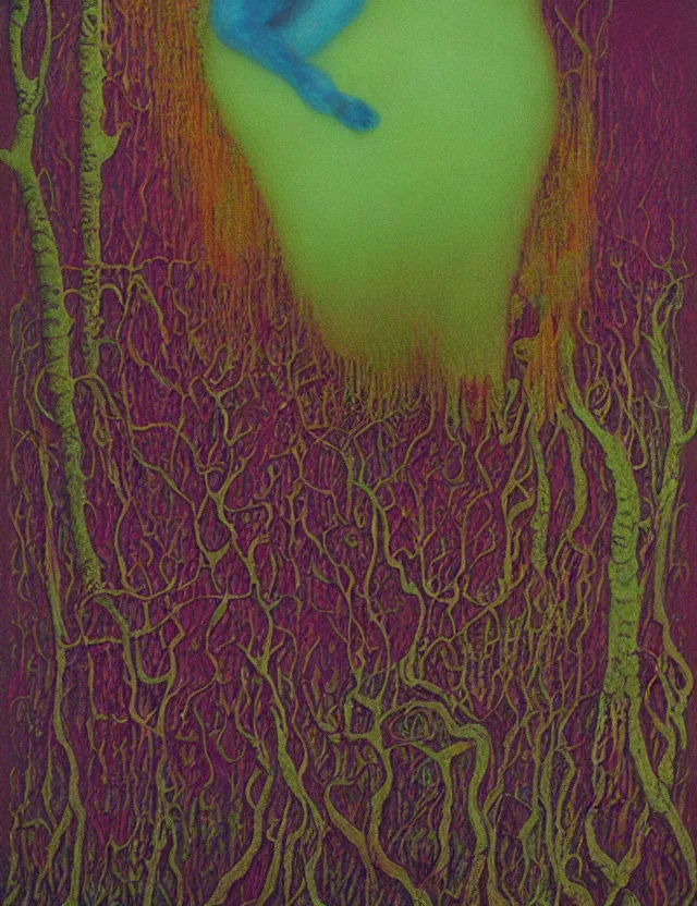 Prompt: fungal bloom fairy monarch forgotten slime mold fae king by zdzisław beksiński, oil painting award winning, chromatic aberration radioactive colors