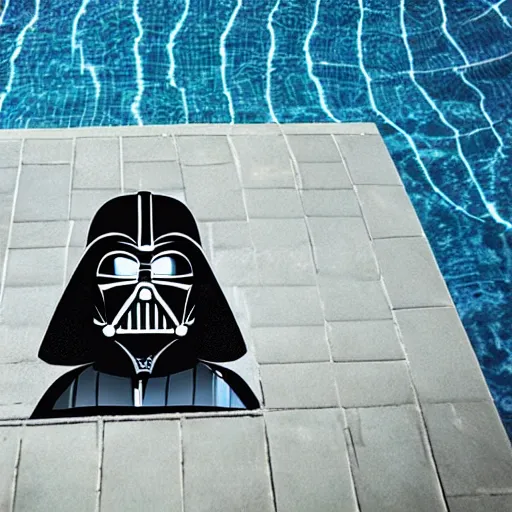 Prompt: Darth Vader in a pool