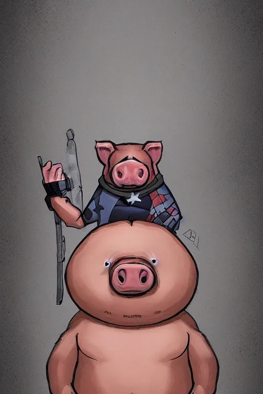 Prompt: half man half bear half pig, marvel comics style, dark fantasy, trending on artstation,