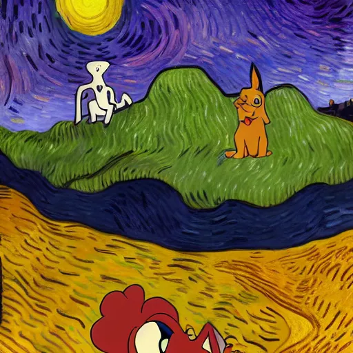 Image similar to courage the cowardly dog, 4 k, 8 k, trending on artstation, award - winning art, illustrated by vincent van gogh