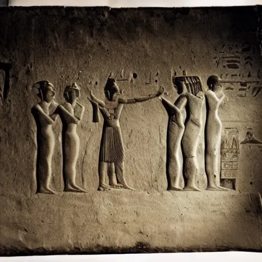 Prompt: Ancient Egyptian village, tintype photography, 2000 BC, ancient photography
