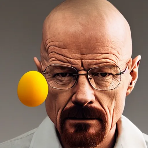 Image similar to walter white with a yolk head