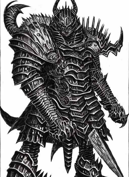 Image similar to demon wolf armored knight by kentaro miura