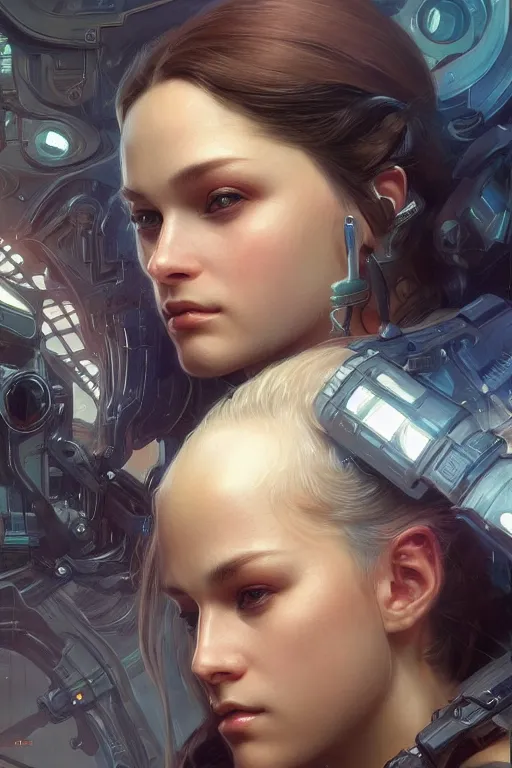 Image similar to ultra realistic illustration, closeup portrait shot, perfect lighting, hacknaut cyberpunk, sci - fi, fantasy, intricate, elegant, highly detailed, digital painting, artstation, concept art, smooth, sharp focus, illustration, art by artgerm and greg rutkowski and alphonse mucha