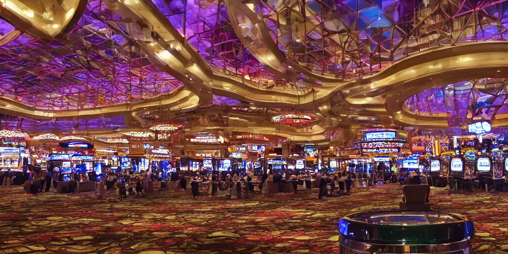 Image similar to interior of the las vegas casino megastructure, hyper realistic, inteicate detailed masterpiece, hd