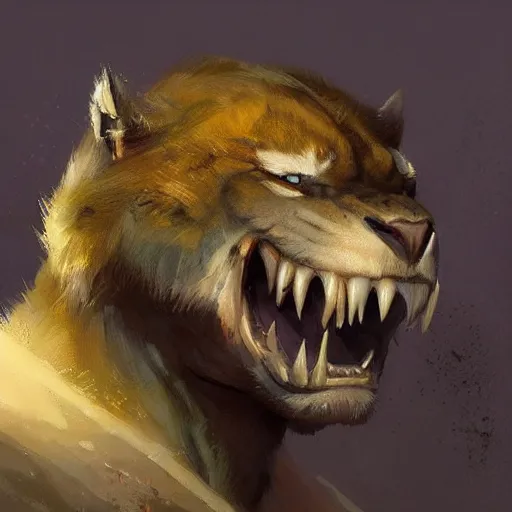 Image similar to sabertooth painted by Greg Rutkowski