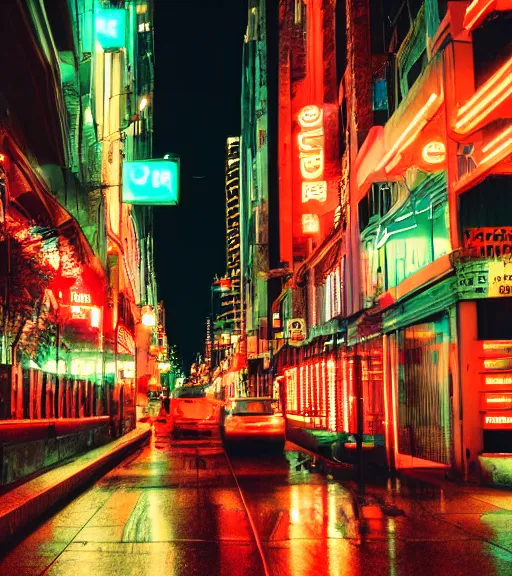 Prompt: cityscape, lowlight neon lights, cinematic,4k,35mm,street photo, epic