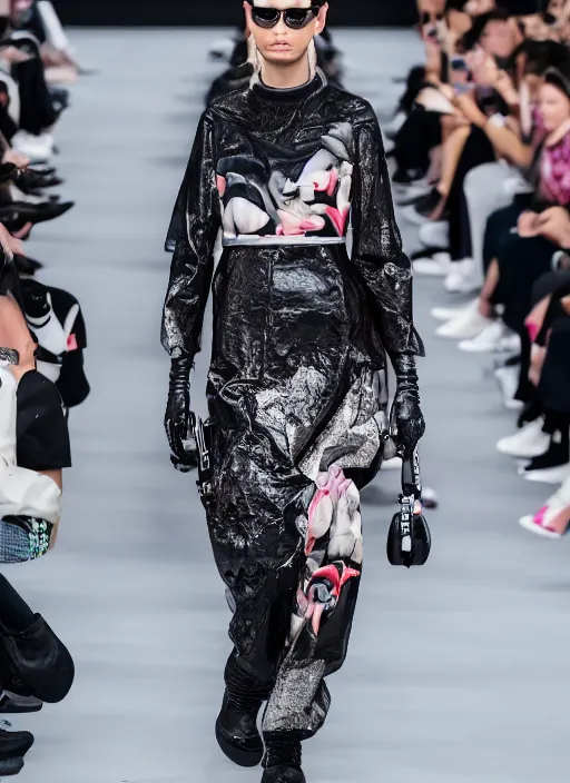 Image similar to hyperrealistic and heavy detailed balenciaga runway show of da baby, leica sl 2 5 0 mm, vivid color, high quality, high textured, real life