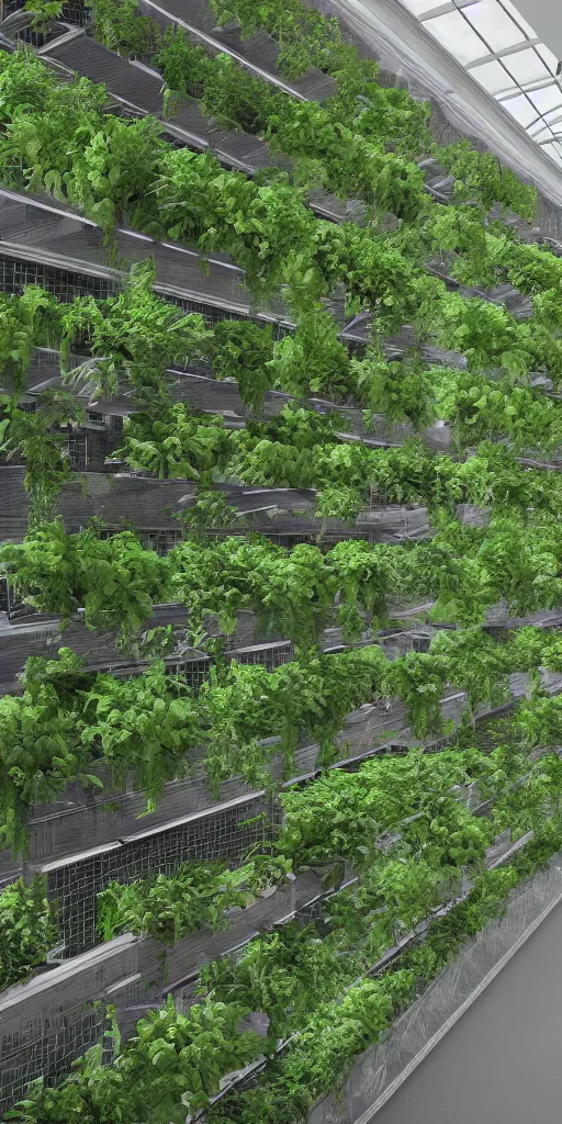 Prompt: a vertical farm, photorealistic rendering. artstation, 4 k, hyperrealism