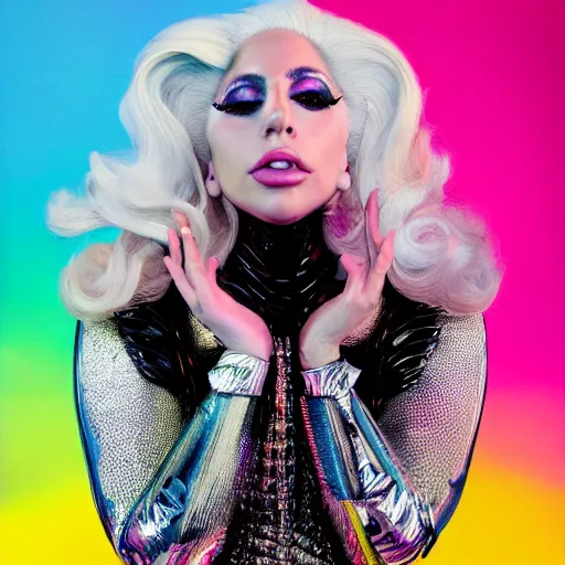 Image similar to lady gaga artpop act 2 album cover shot by nick knight, full body, artpop, jeff koons, canon, highly realistic. high resolution. highly detailed. dramatic. 8 k. 4 k.
