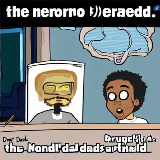 Prompt: nerdsniped! - cartoon by donald glover and his dad donald glover