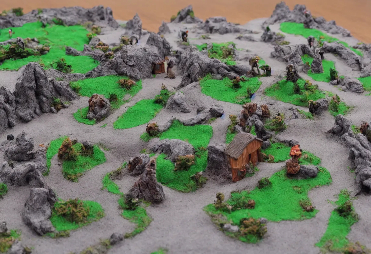 Prompt: claymation landscape, miniature stop motion